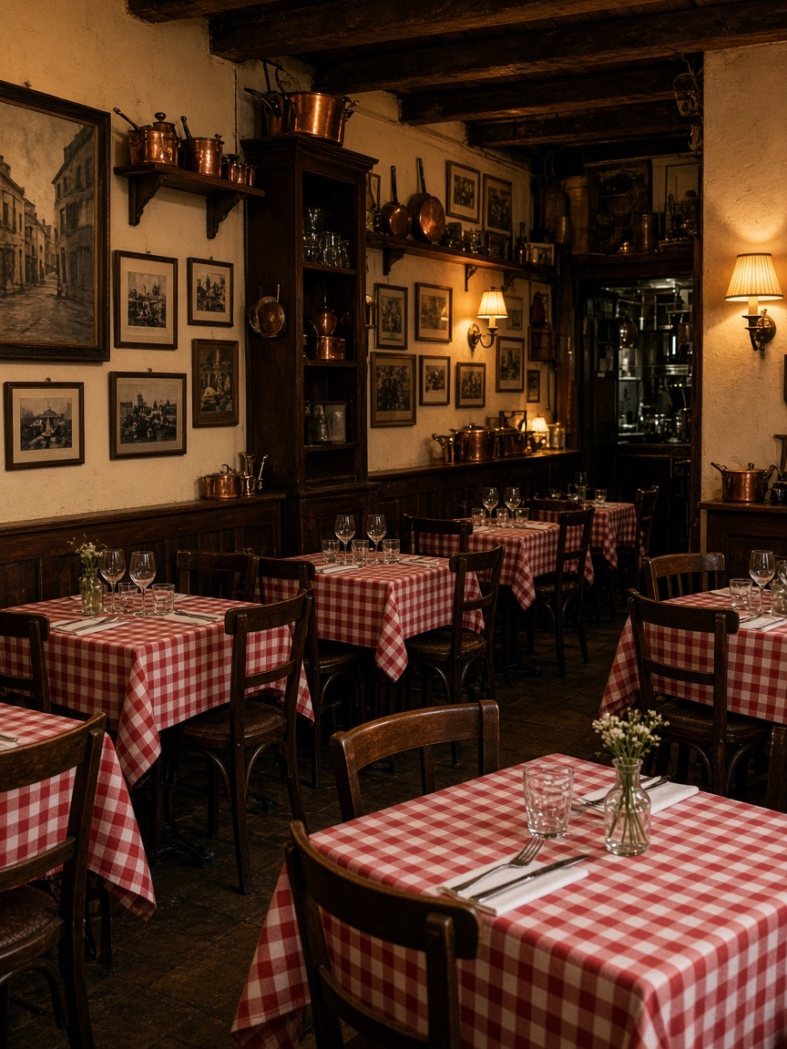 Interior, bouchon, checked cloths