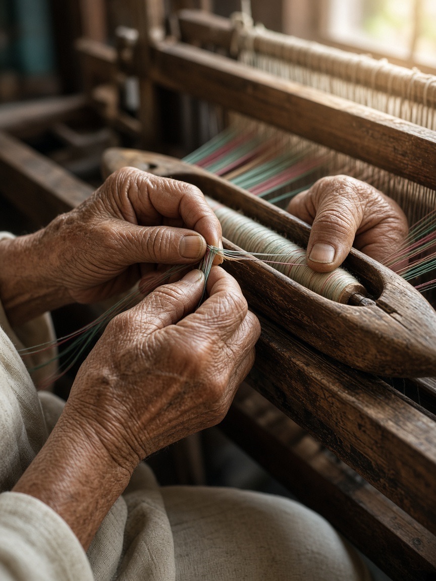 Portrait, weaver’s hands